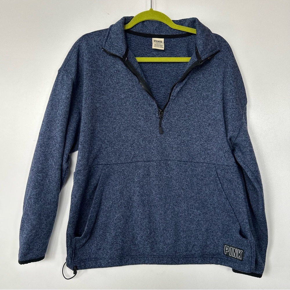 PINK Victoria’s Secret Quarter Zip Pullover Sweater in Navy Blue